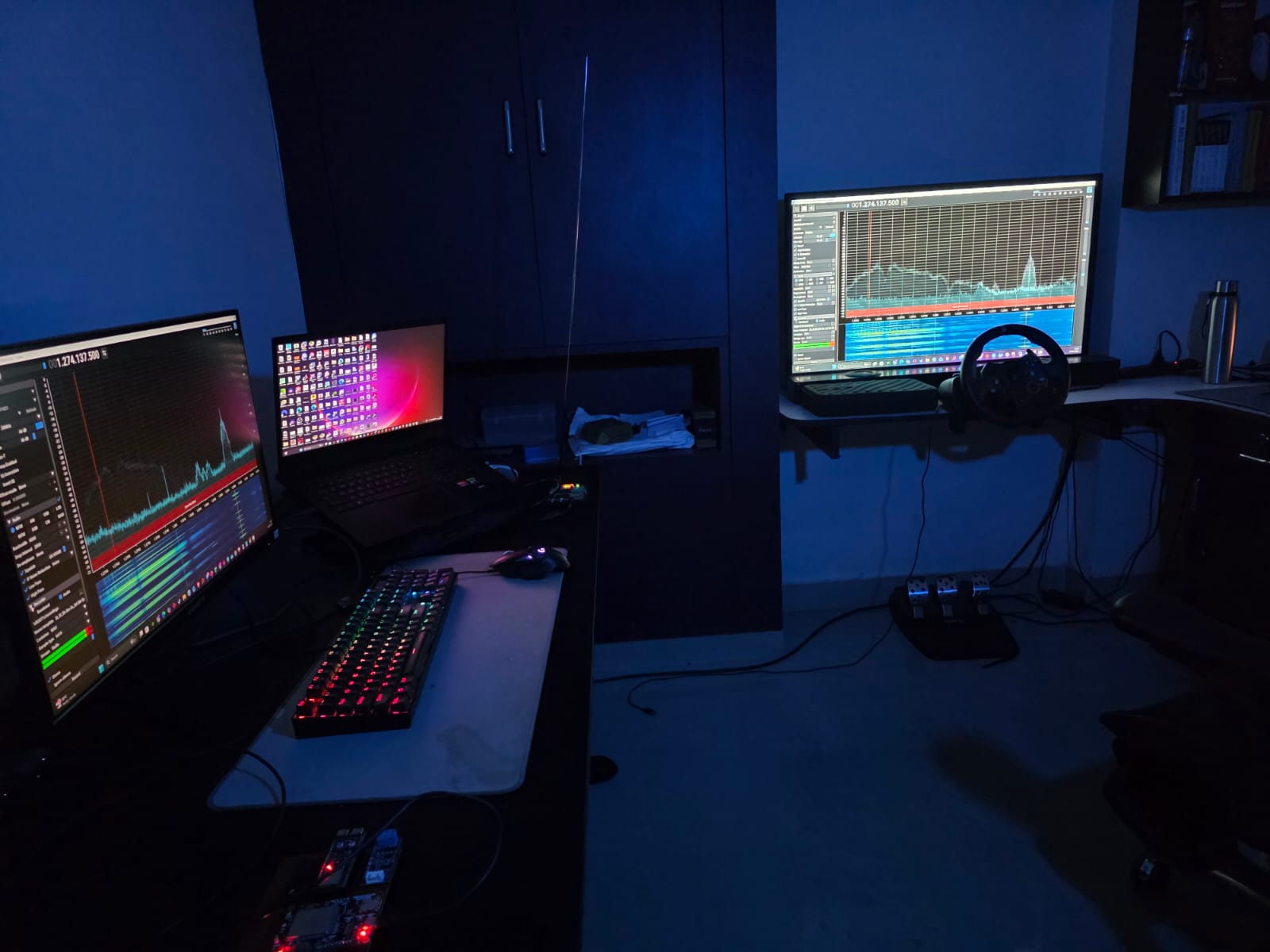 Monitors showing signal measurements in NAVFRAN's engineering workspace